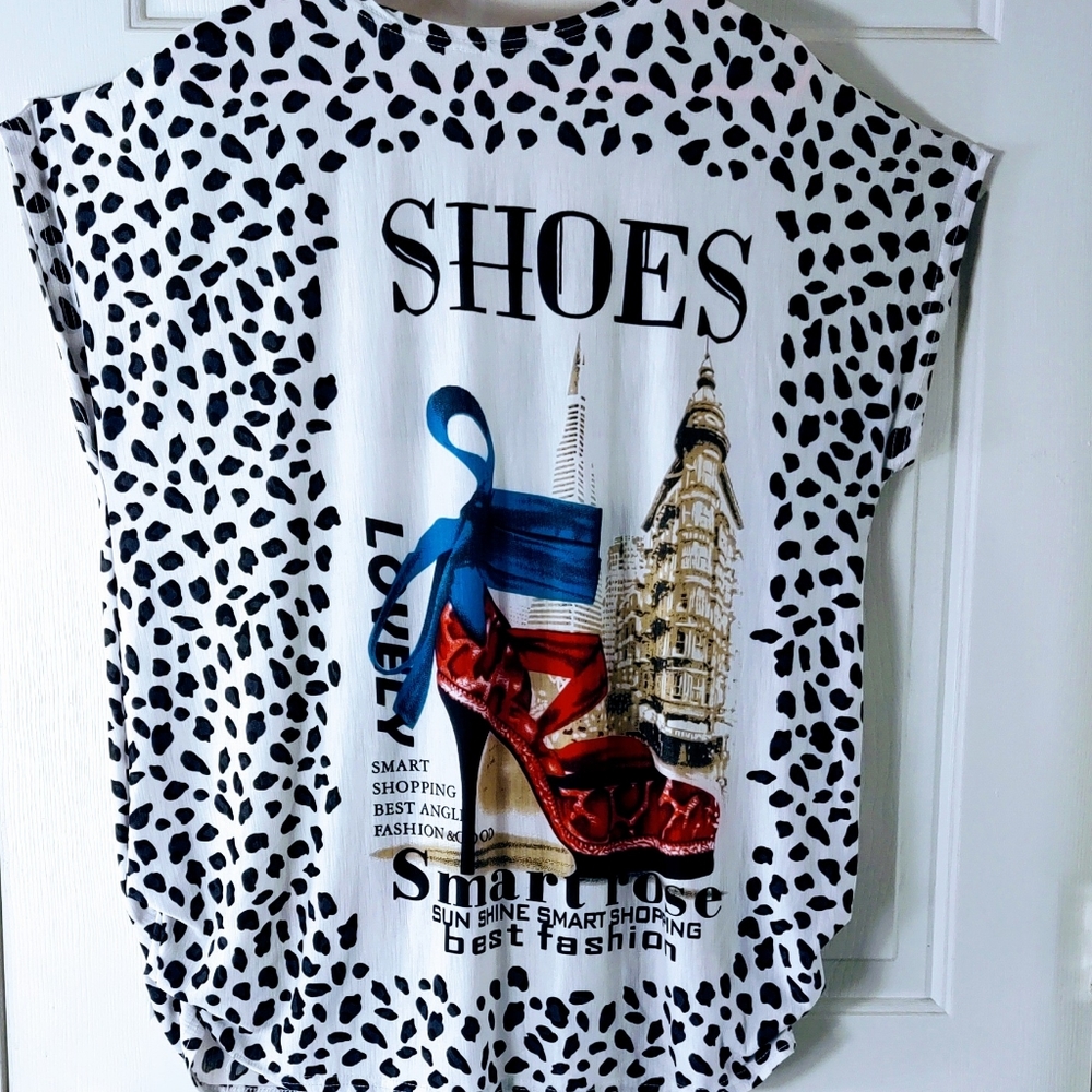 women's⭐blouse w. rhinestones top fashion shoe Xl - Picture 5 of 8